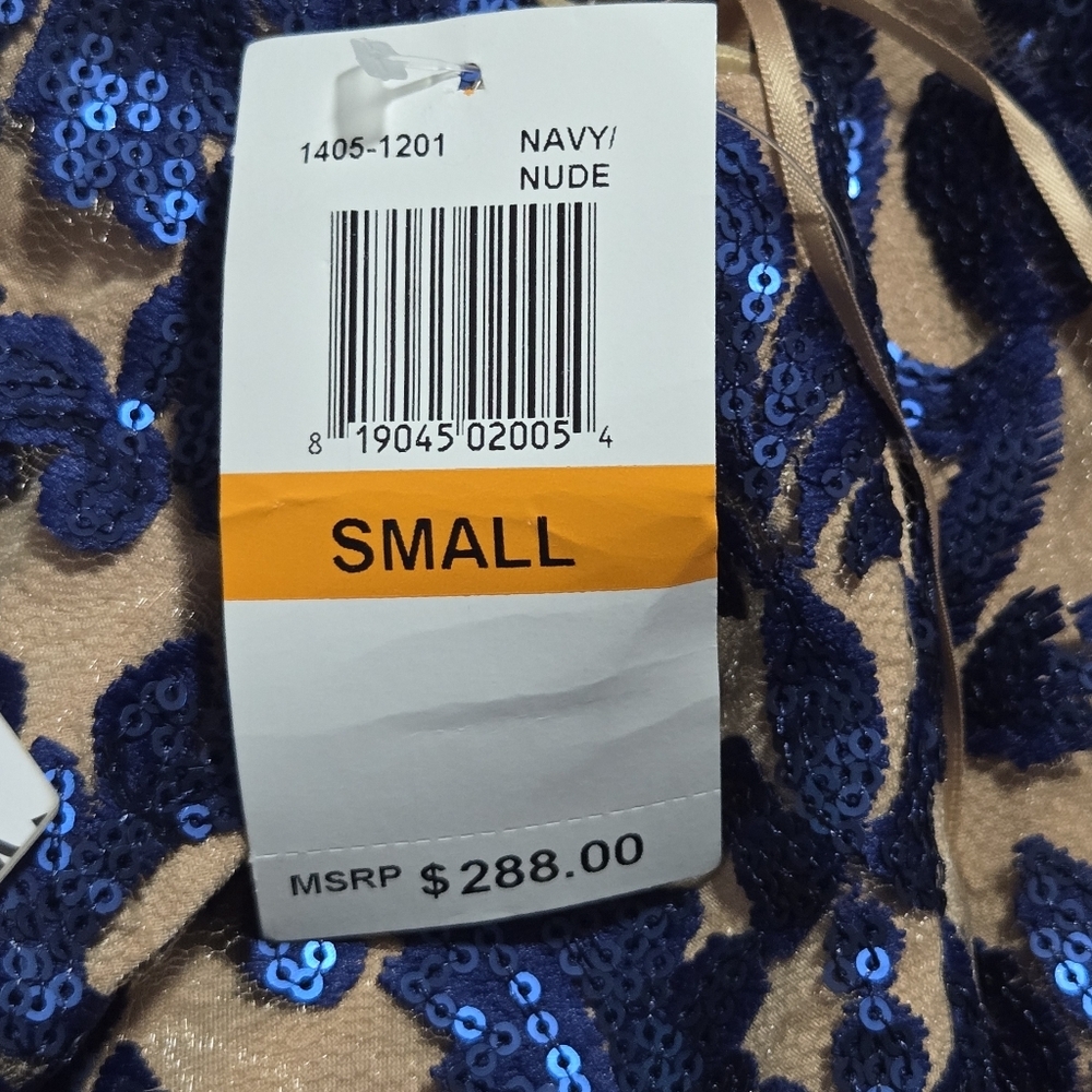 Dress The Population Blair Plunging Fit Flare Formal Sequins Lace Dress Small - Picture 9 of 13